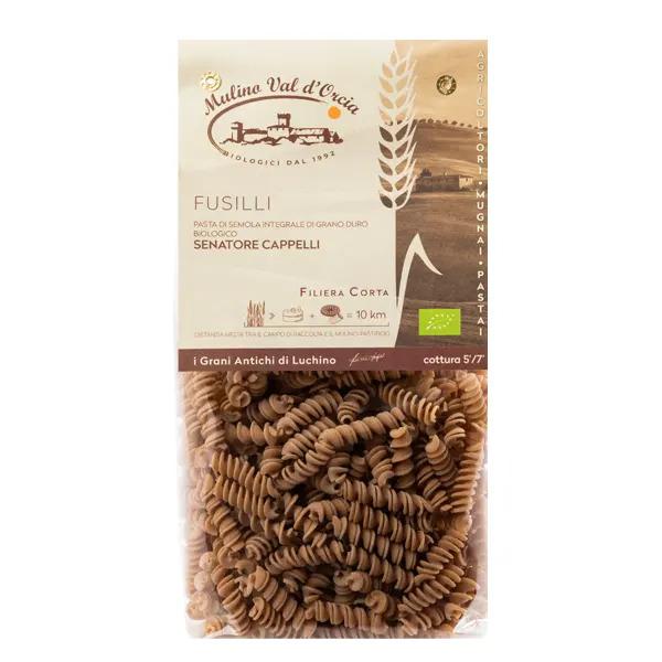 Fusilli Integrali di Grano Senatore Cappelli Bio - Mulino Val d'Orcia Fusilli Integrali di Grano Senatore Cappelli Bio Mulino Val d'Orcia