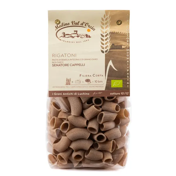 Rigatoni Integrali di Grano Senatore Cappelli Bio - Mulino Val d'Orcia Rigatoni Integrali di Grano Senatore Cappelli Bio Mulino Val d'Orcia