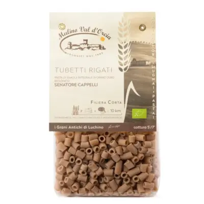 Tubetti Rigati Integrali di Grano Senatore Cappelli Bio Mulino Val d'Orcia